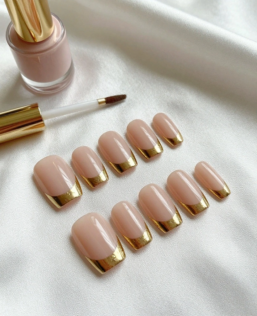 Stunning Wedding Nails with Gold Accent Ideas That Every Bride Will Love - 9. Classic French Tips with a Gold Twist 1