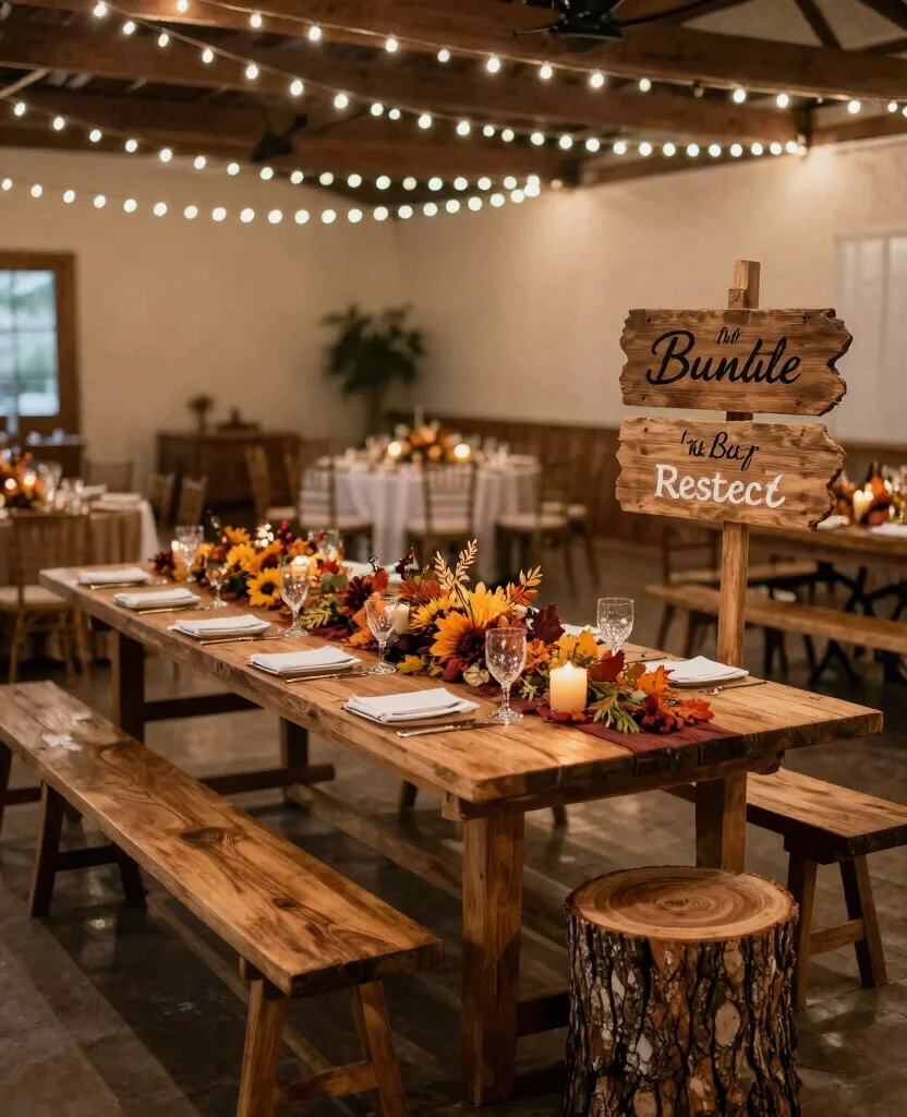 Transform Your Fall Wedding: Stunning Decorations for Memorable Receptions - 5. Rustic Wooden Accents 1