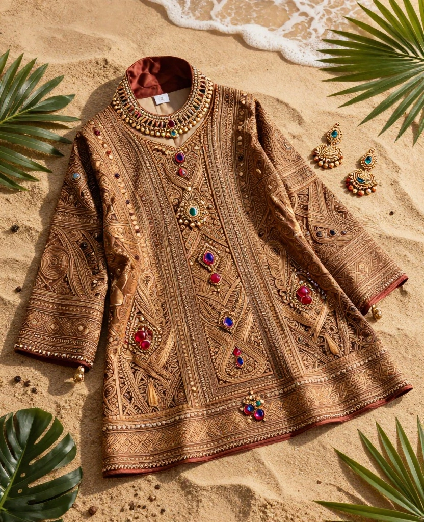 Tropical Dreams: Stunning Destination Bridal Sets for Your Beach Wedding Vows - 6. Ethereal Ethnic Style 1