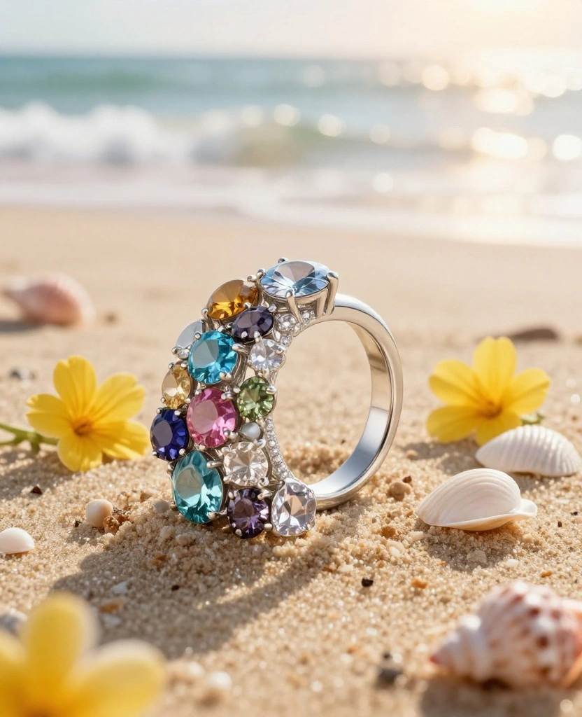 Tropical Dreams: Stunning Destination Bridal Sets for Your Beach Wedding Vows - 7. Whimsical Colorful Gems 1