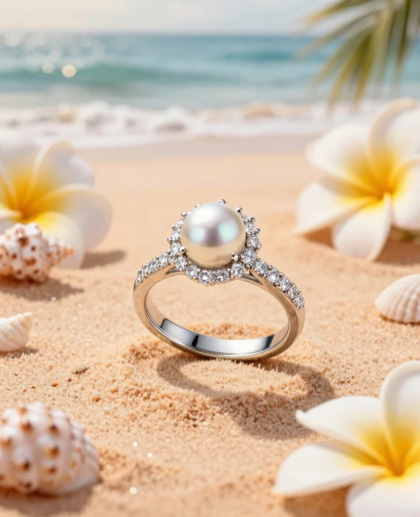 Tropical Dreams: Stunning Destination Bridal Sets for Your Beach Wedding Vows - 8. Perfectly Pearled 1