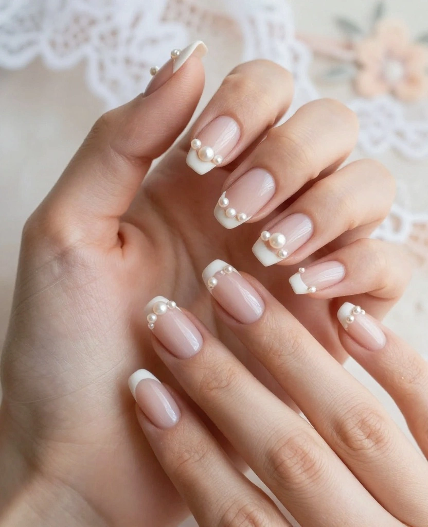 Wedding Nails with Pearls: Stunning Designs to Elevate Your Bridal Look ✨💍 - 1. Classic French Tips with Pearls 1